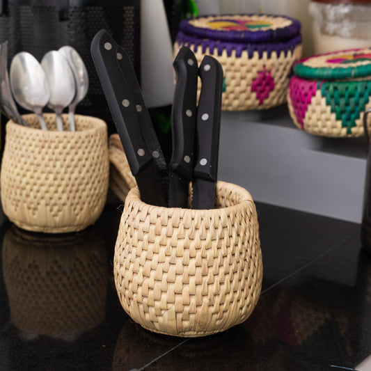 Palm Leaf Utensil Basket